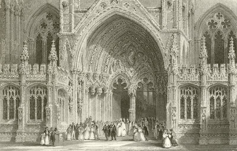 Ingång till Lincoln Cathedral av Thomas Allom