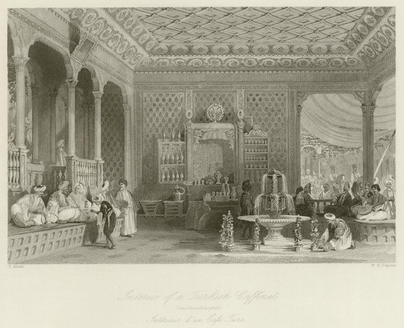 Interiör av en turkisk kafé av Thomas Allom