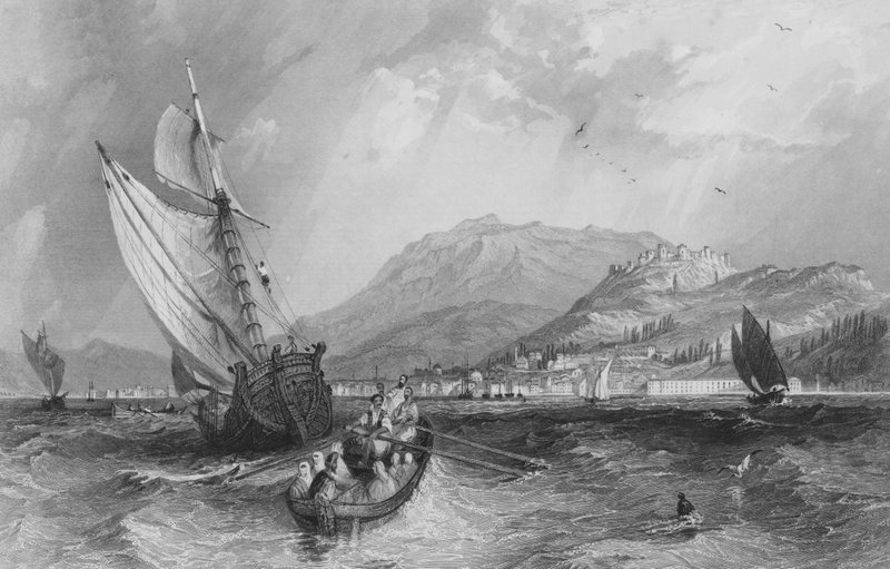 Smyrna, från hamnen, Mindre Asien av Thomas Allom