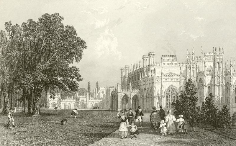 Västra fronten av Eaton Hall, Cheshire av Thomas Allom