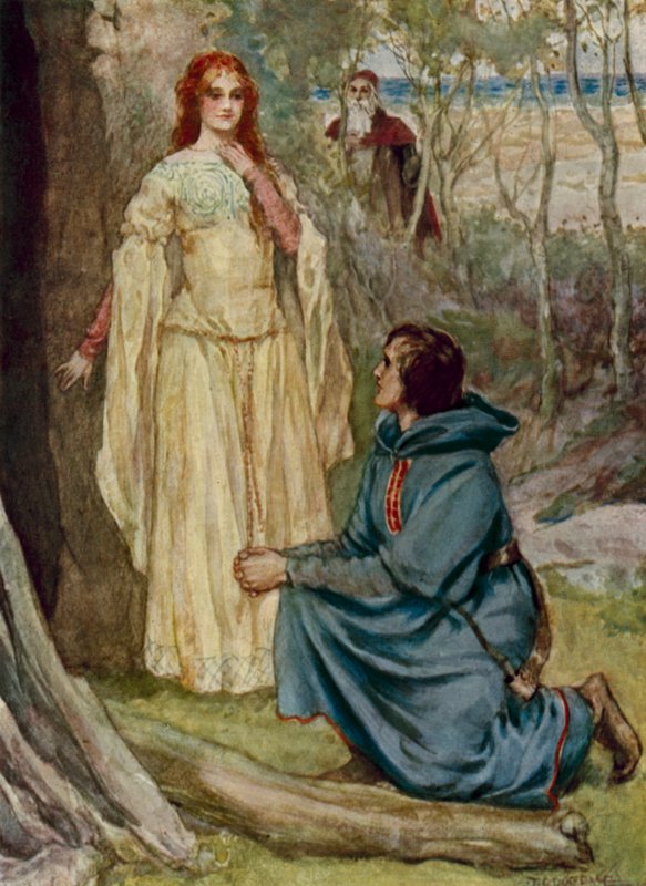 Ferdinand och Miranda (färg litho) av Thomas Cantrell Dugdale