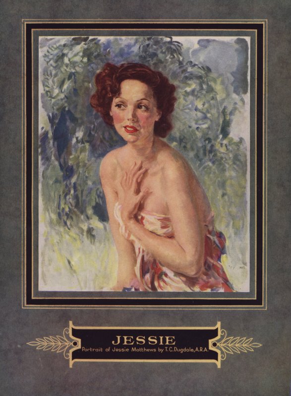 Jessie Matthews, engelsk skådespelerska (färg litho) av Thomas Cantrell Dugdale