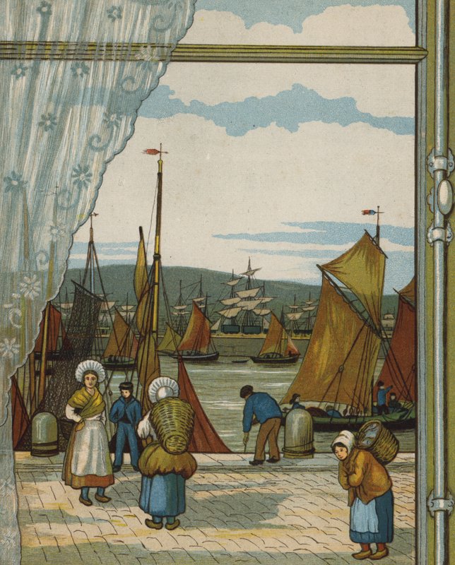 Boulogne: hamnen (färg litho) av Thomas Crane