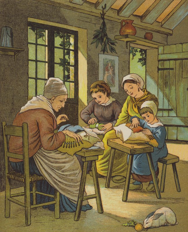 Caen: Lacemakers (färg litho) av Thomas Crane