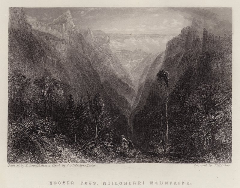 Kooner Pass, Neilgherri Mountains (färg litho) av Thomas Creswick