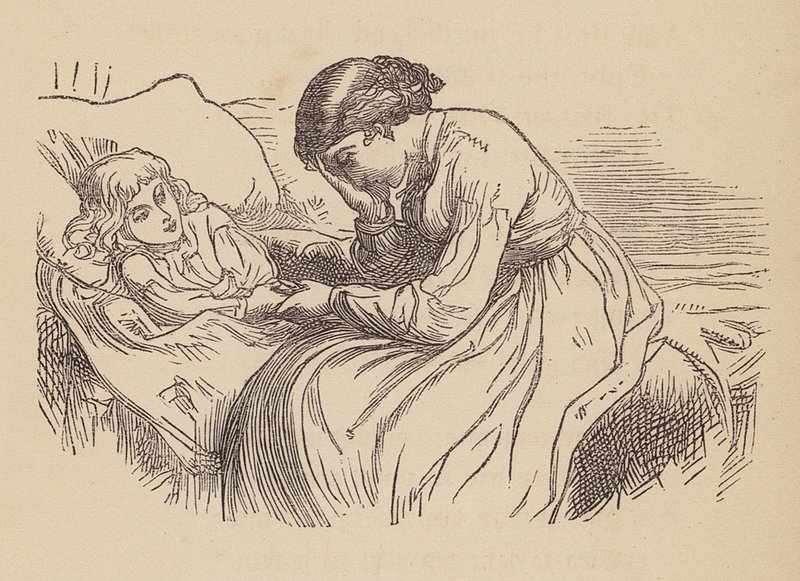 Det döende barnet (kolorerad gravyr) av Thomas Dalziel