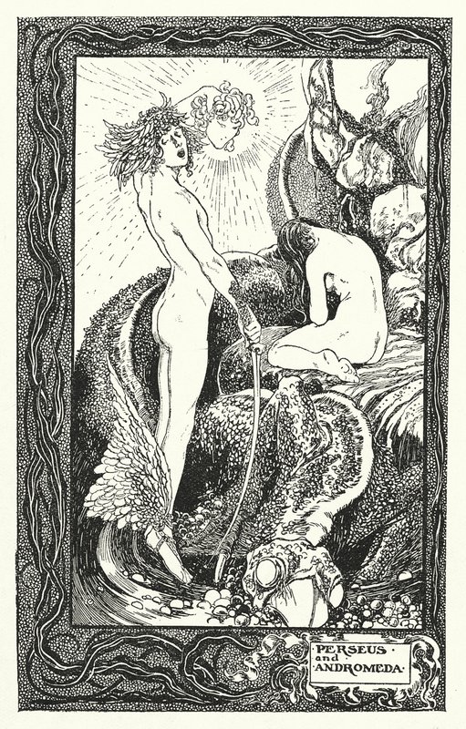 Perseus och Andromeda (litografi) av Thomas Heath Robinson