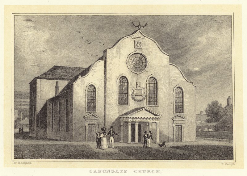 Canongate Church (gravyr) av Thomas Hosmer (after) Shepherd