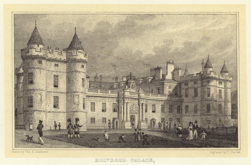 Holyrood Palace (gravyr) av Thomas Hosmer (after) Shepherd
