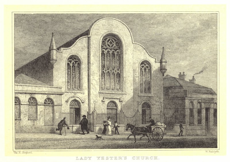 Lady Yesters kyrka (gravyr) av Thomas Hosmer (after) Shepherd