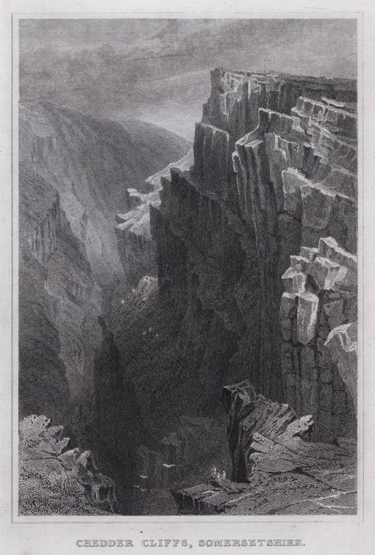 Cheddar Cliffs, Somersetshire (gravyr) av Thomas Hosmer Shepherd