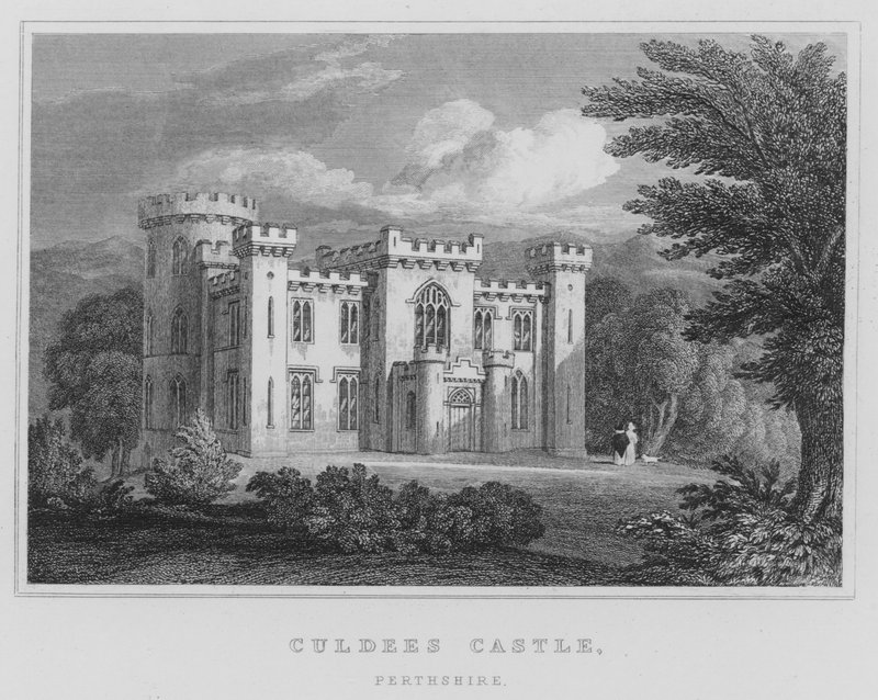 Culdees Castle, Perthshire (gravyr) av Thomas Hosmer Shepherd