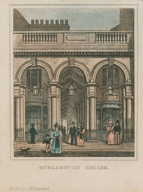 Exteriör vy av Burlington Arcade av Thomas Hosmer Shepherd