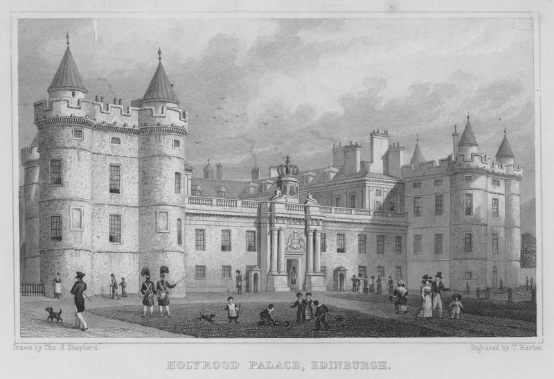 Holyrood Palace, Edinburgh (gravyr) av Thomas Hosmer Shepherd