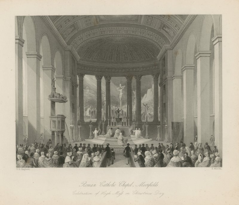 Romersk-katolska kyrkan i Moorfields av Thomas Hosmer Shepherd