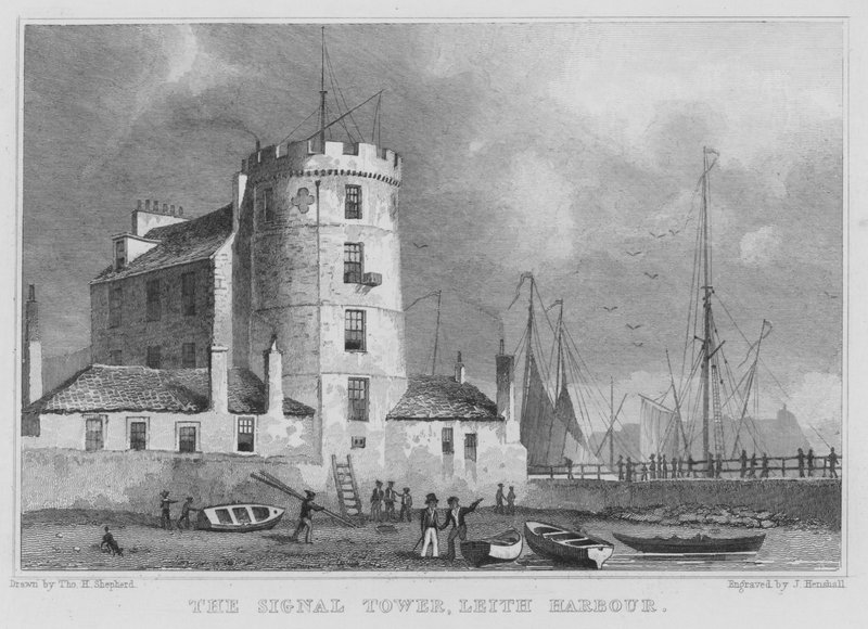 Signaltornet, Leith Harbor (gravyr) av Thomas Hosmer Shepherd