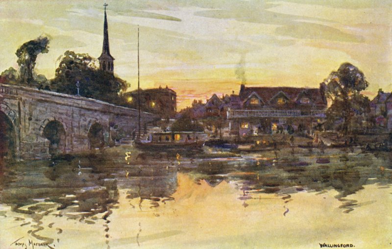 Floden Themsen: Wallingford (färglitografi) av Thomas Maybank