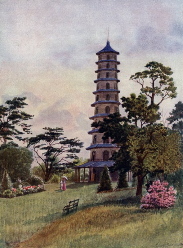 Kew Gardens: The Pagoda (färg litho) av Thomas Mower Martin