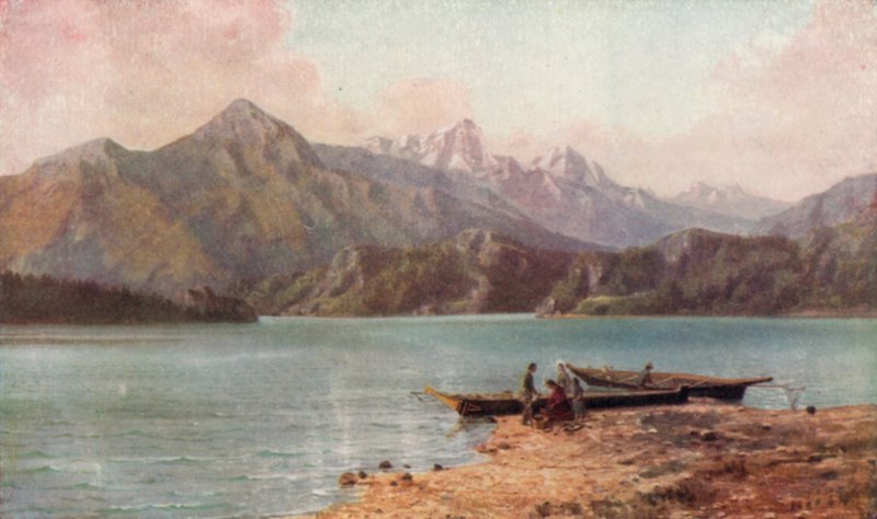 Cascade Mountains (färg litho) av Thomas Mower Martin