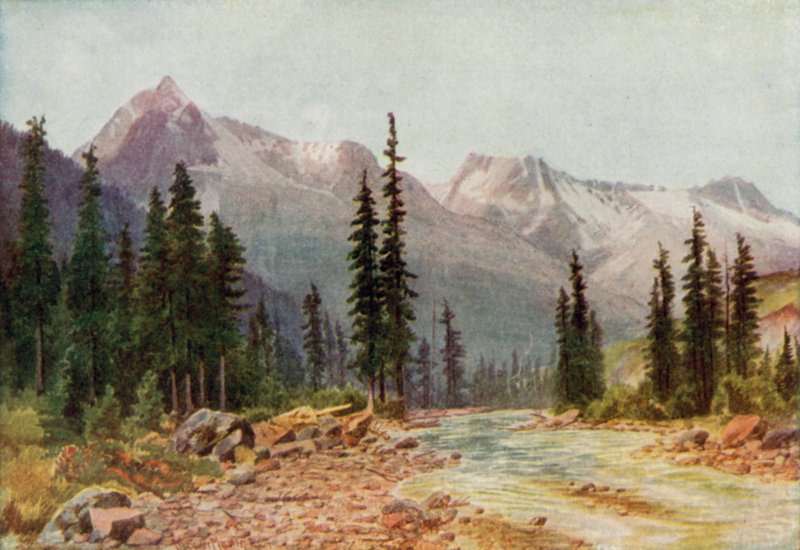 Klippiga bergen (färg litho) av Thomas Mower Martin