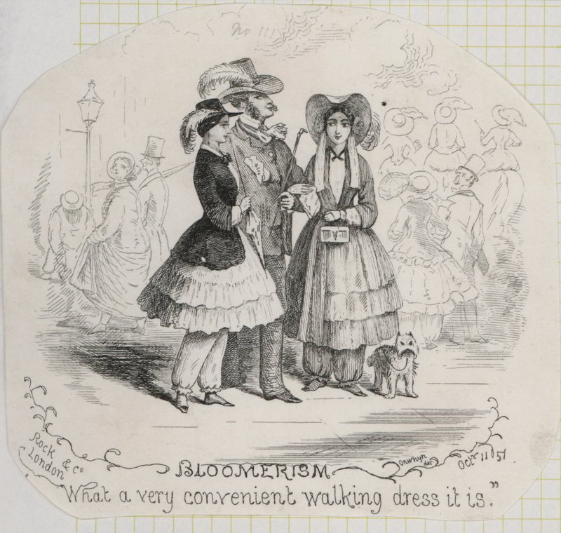 Viktorianskt dammode: bloomers (gravyr) av Thomas Onwhyn