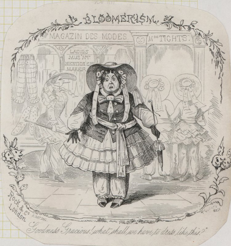 Viktorianskt dammode: bloomers (gravyr) av Thomas Onwhyn
