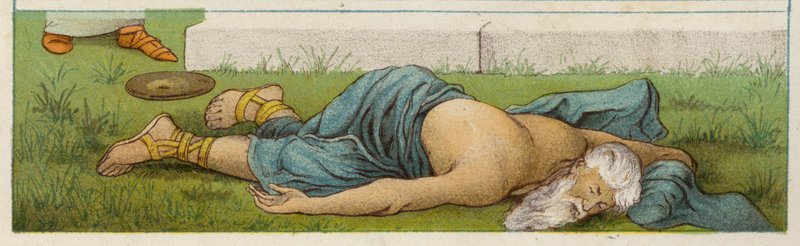 Akrisios död (färg litho) av Thomas Ralph Spence