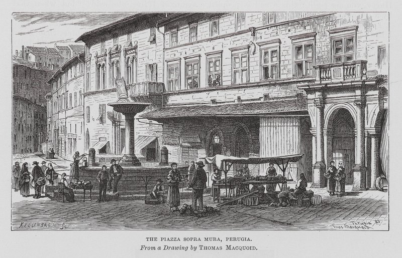 Piazza Sopra Mura, Perugia (gravyr) av Thomas Robert Macquoid