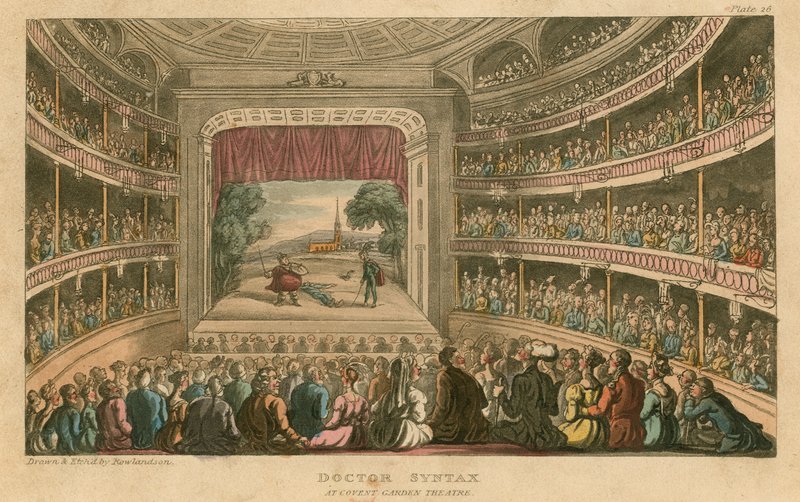 Dr Syntax på Covent Garden Theatre, London av Thomas Rowlandson