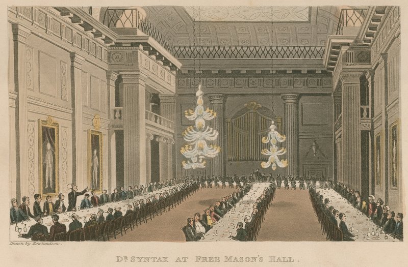 Dr Syntax i Frimurarens Hall av Thomas Rowlandson