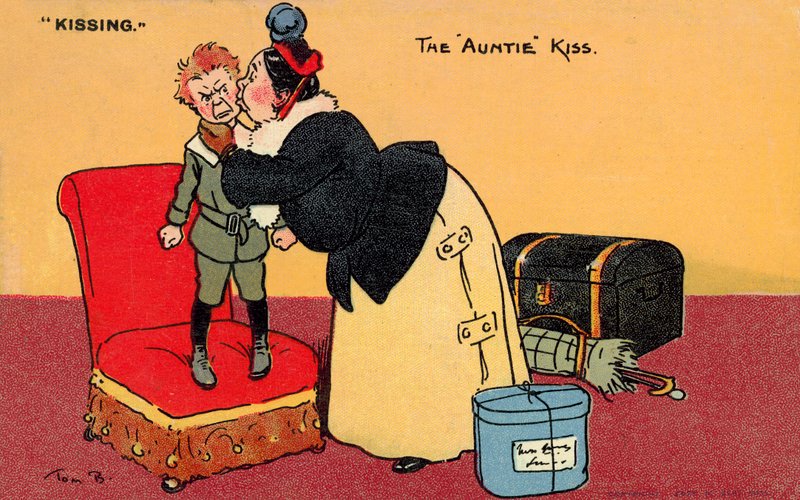 Tantkysen (färg litho) av Tom Browne