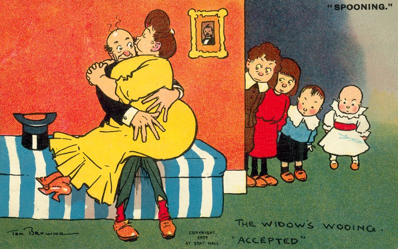 The Widows uppvaktning accepteras (chromolitho) av Tom Browne