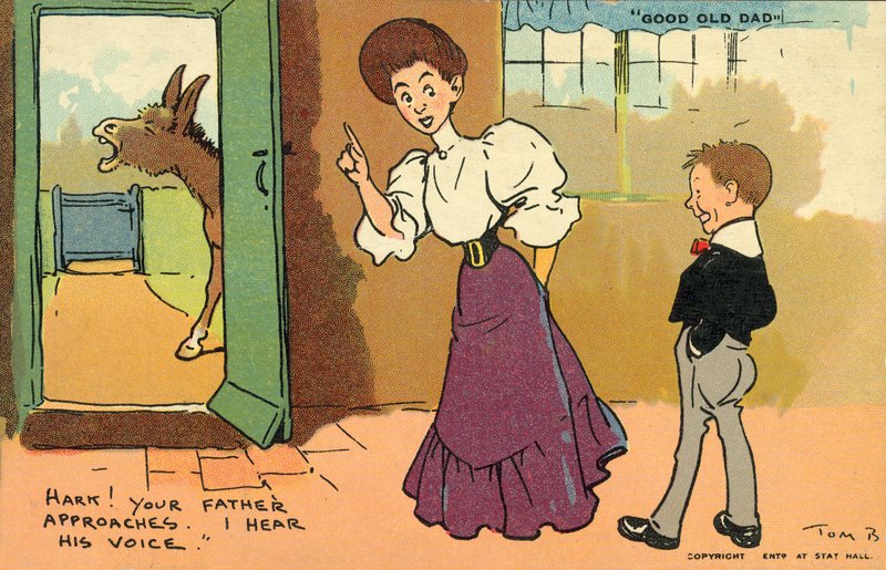 Din far närmar sig (färg litho) av Tom Browne