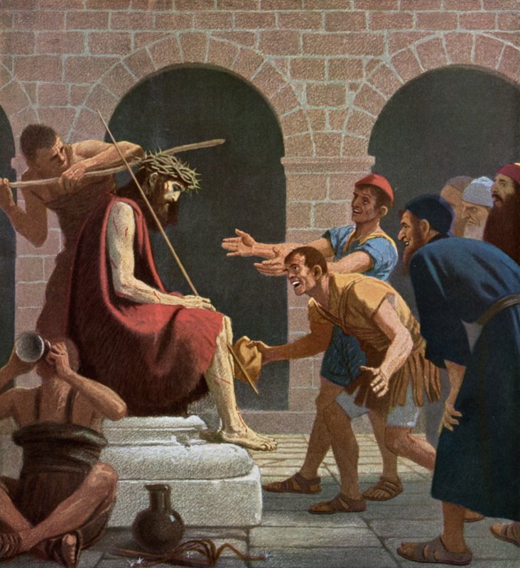 Jesus hånade efter att ha krönts med törnekronan av Unbekannt Unbekannt