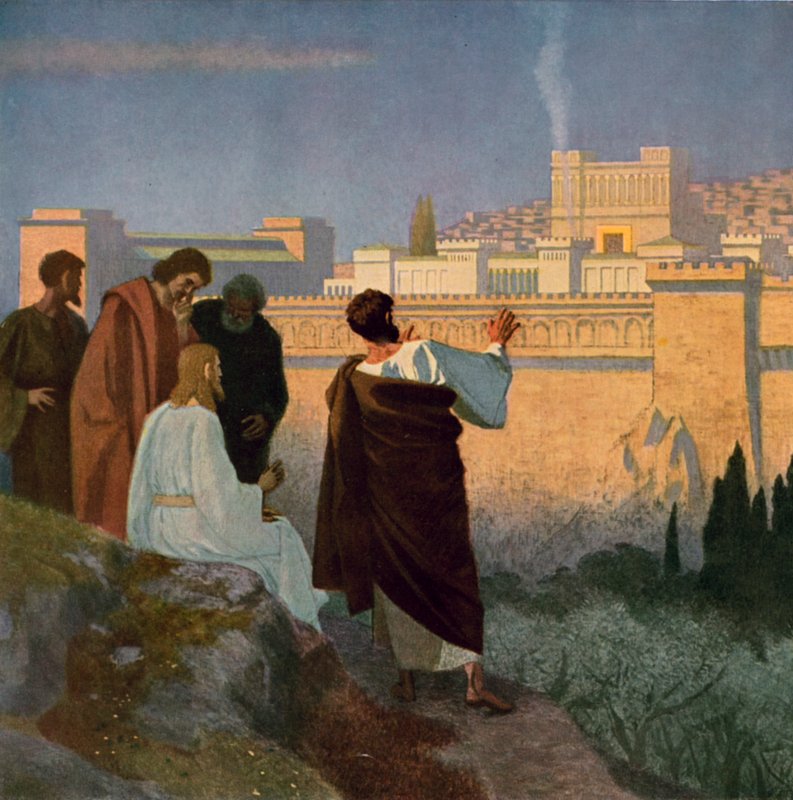 Jesus profeterar om förstörelsen av Jerusalems tempel av Unbekannt Unbekannt