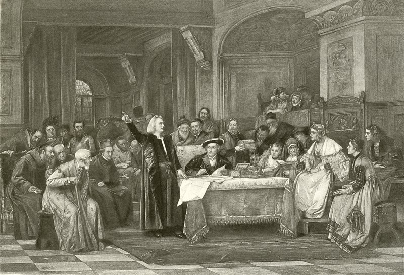 Columbus före Isabella (gravyr) av Vaclav Brozik