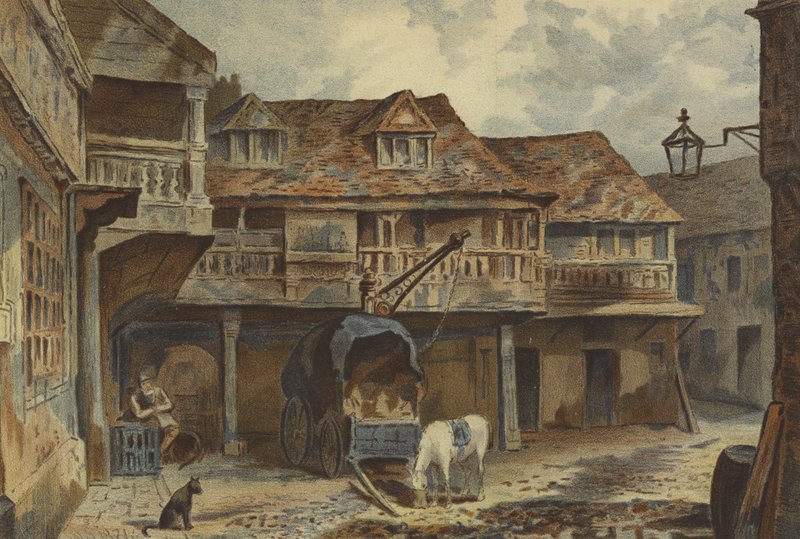 The Tabard Inn, Southwark (chromolitho) av Waldo Sargeant