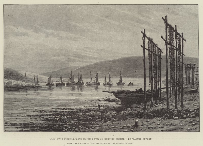 Loch Fyne fiskebåtar som väntar på en kvällsbris av Walter Severn