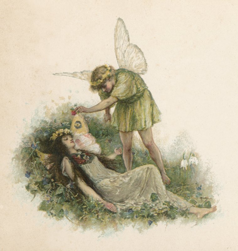 Titania och Oberon från Midsommarnattsdröm (chromolitho) av Walter Stanley Paget