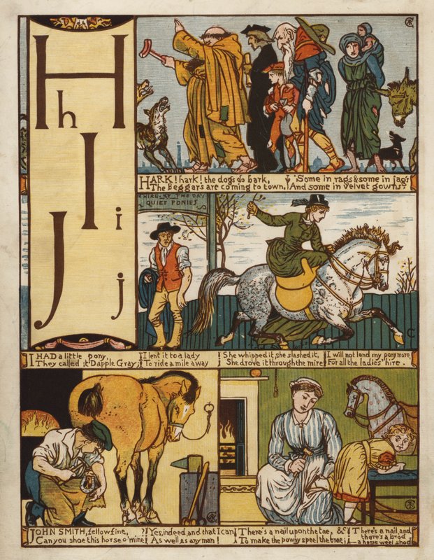 Alfabet (lito i färg) av Walter Crane