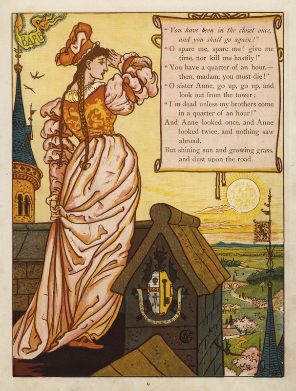 Blåskägg (färg litho) av Walter Crane