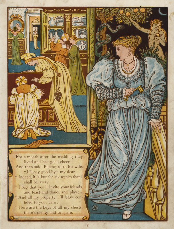 Blåskägg (färg litho) av Walter Crane
