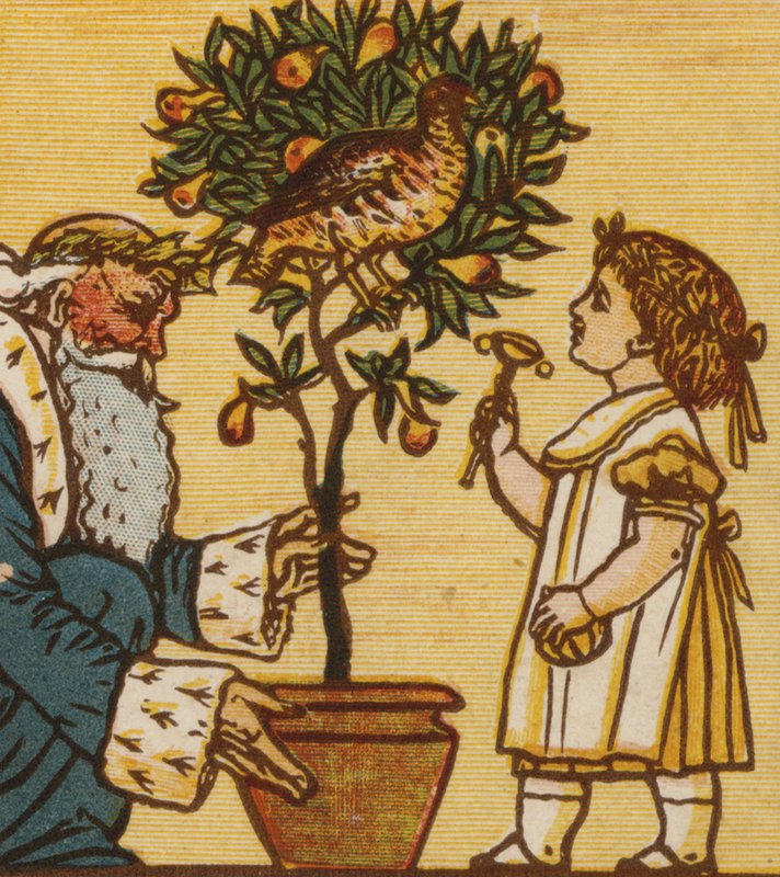 rapphöna i ett päronträd (färg litho) av Walter Crane