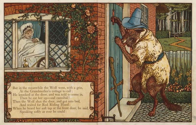 Rödluva (färg litho) av Walter Crane