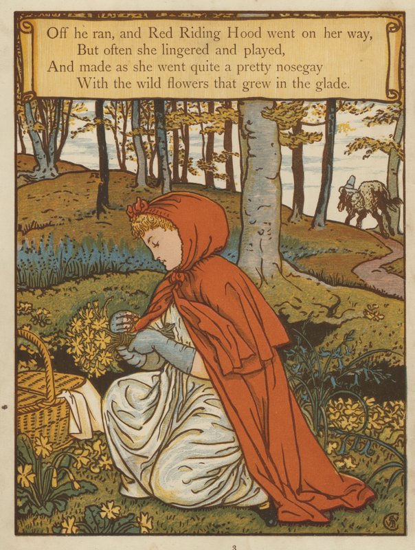 Rödluva (färg litho) av Walter Crane