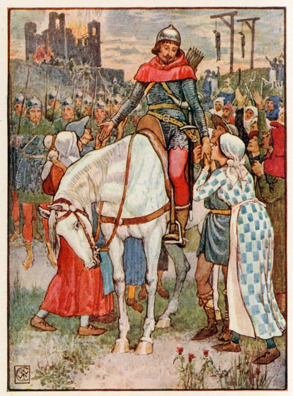 Robin Hood tackas av bönderna av Walter Crane