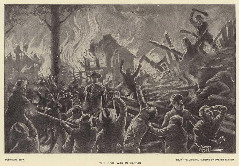 Inbördeskriget i Kansas (litho) av Walter Russell