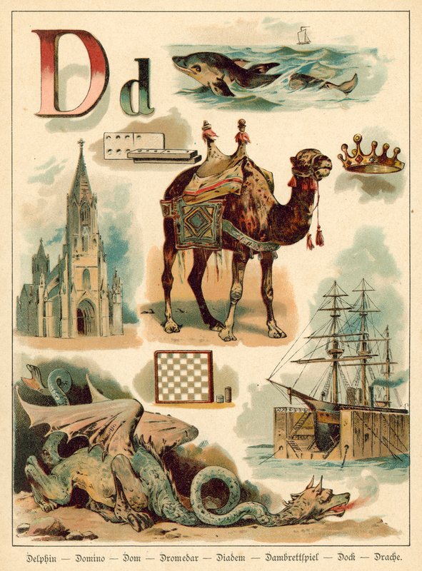 Bokstaven D (chromolitho) av Walter Zweigle