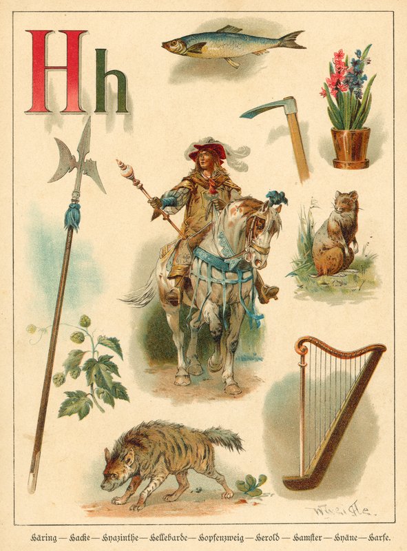 Bokstaven H (chromolitho) av Walter Zweigle