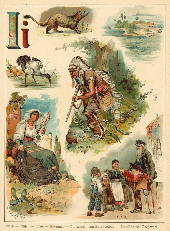 Bokstav I (chromolitho) av Walter Zweigle